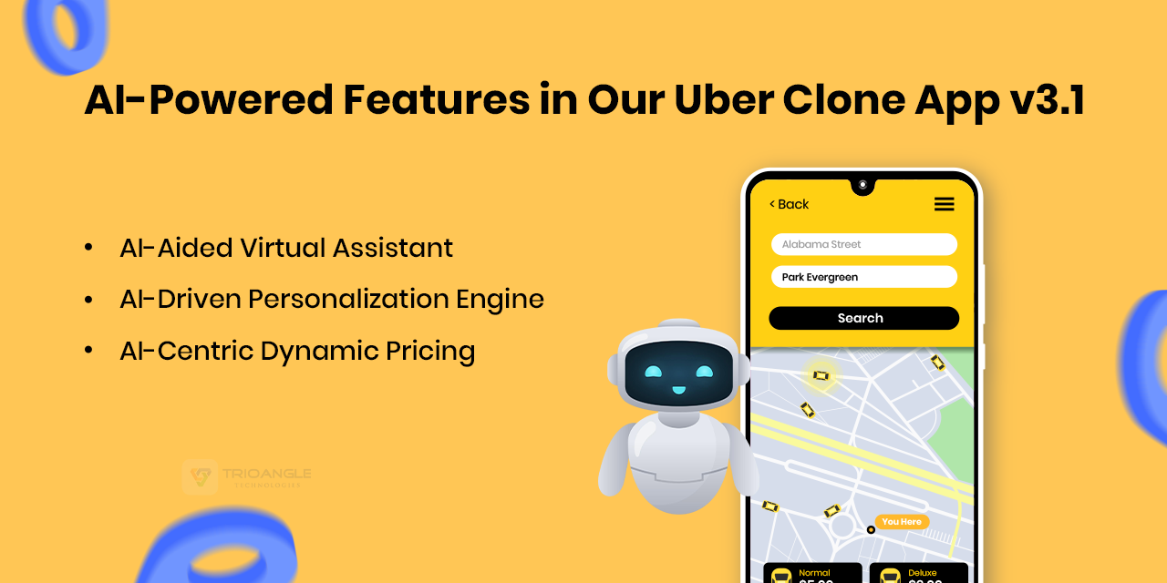 AI features of a taxi booking app