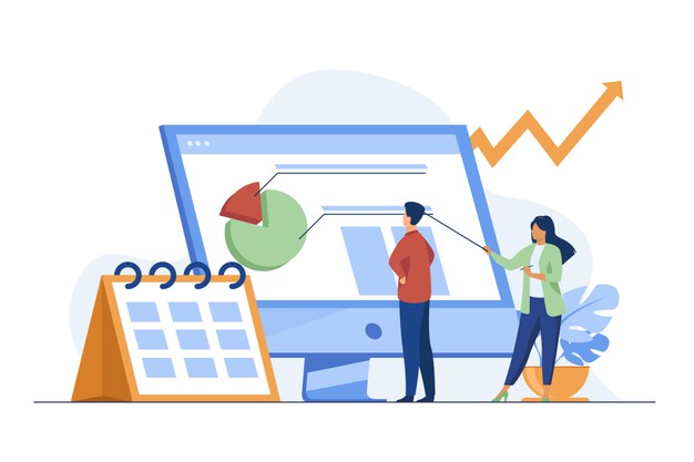young-tiny-analysts-preparing-monthly-report-calendar-chart-arrow-flat-vector-illustration-statistics-digital-technology_74855-8749