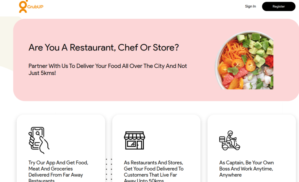 Grubup Food delivery app features