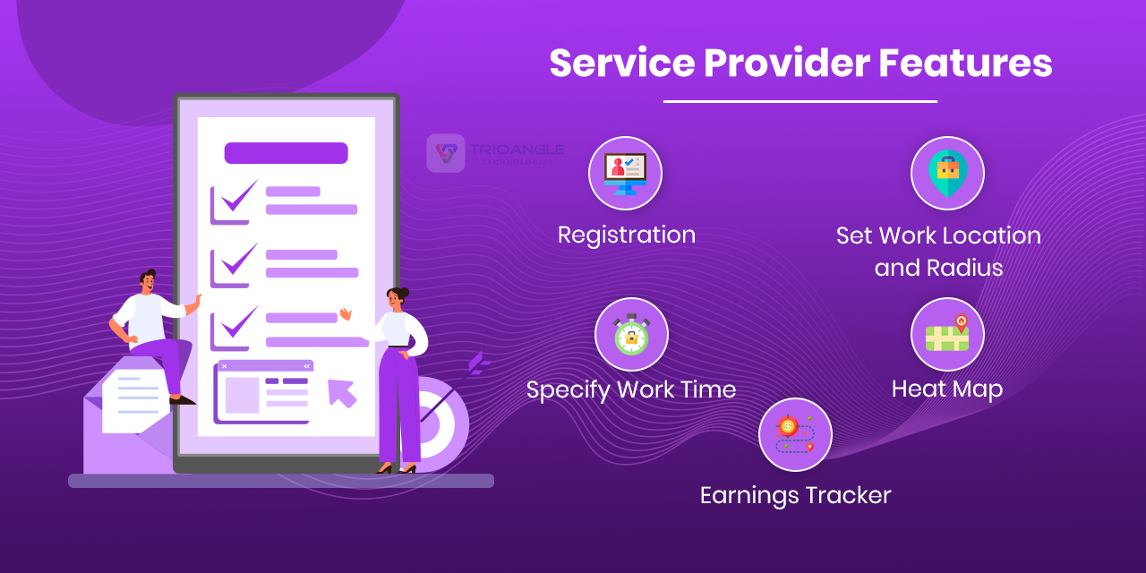 Service provider features of Trioangle's handyman app