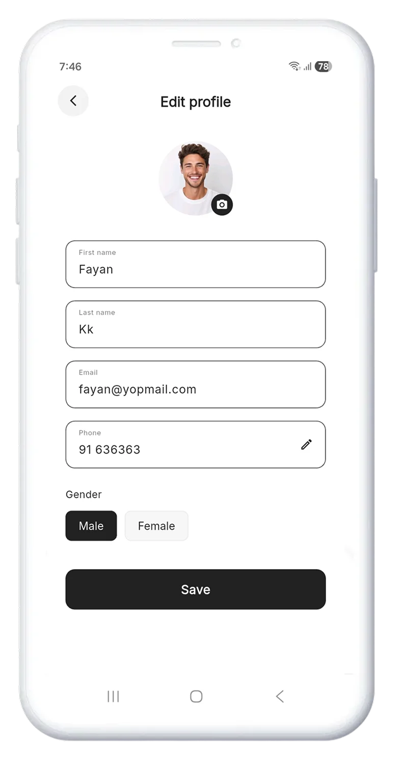 Eater app profile management screen