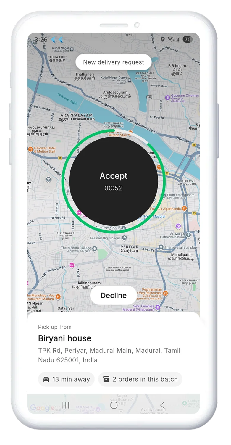 Provider app single pickup, multiple delivery screen