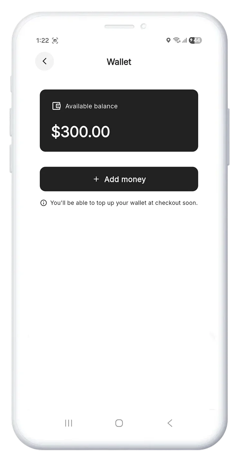Wallet system to add money and use it during the payment process