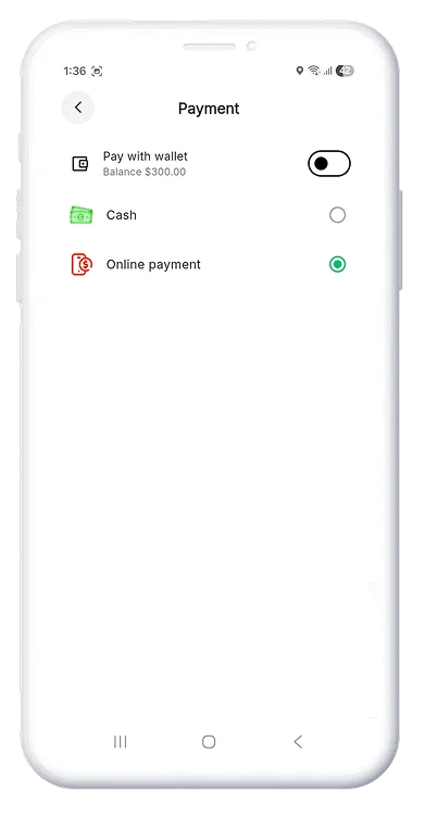 Multiple payment options for users to pay for a service