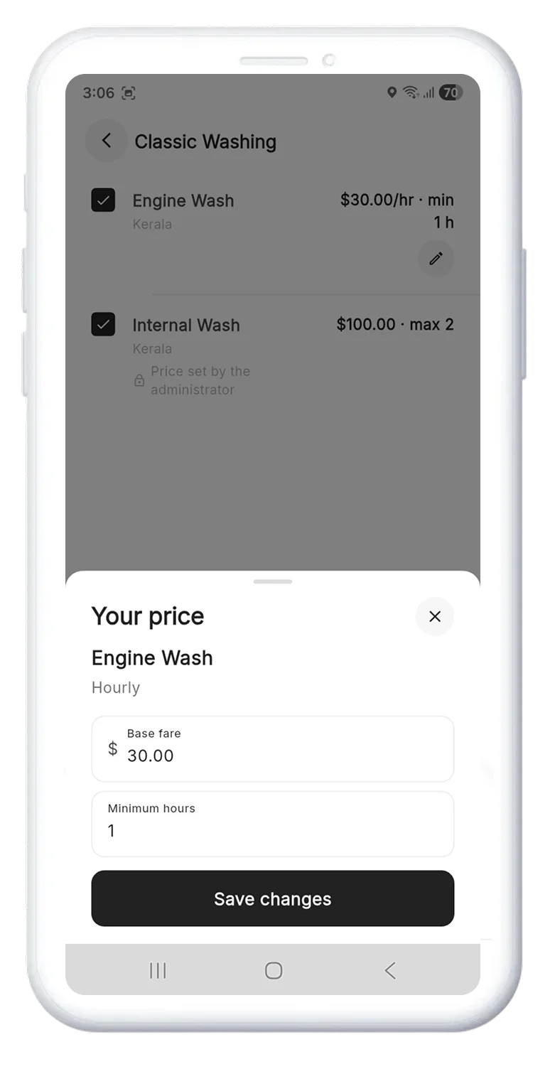 Configure own rates for services