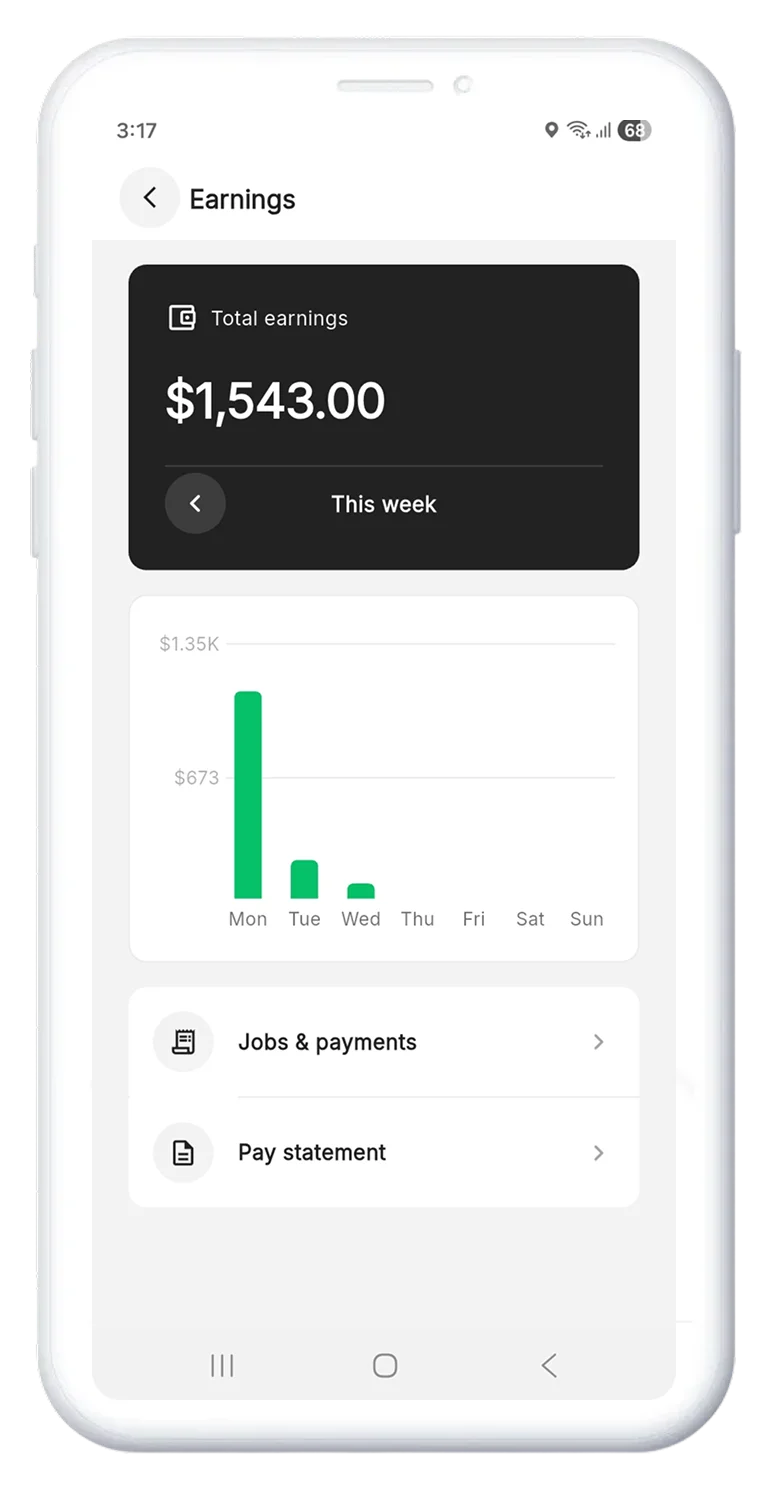 Detailed weekly earnings report