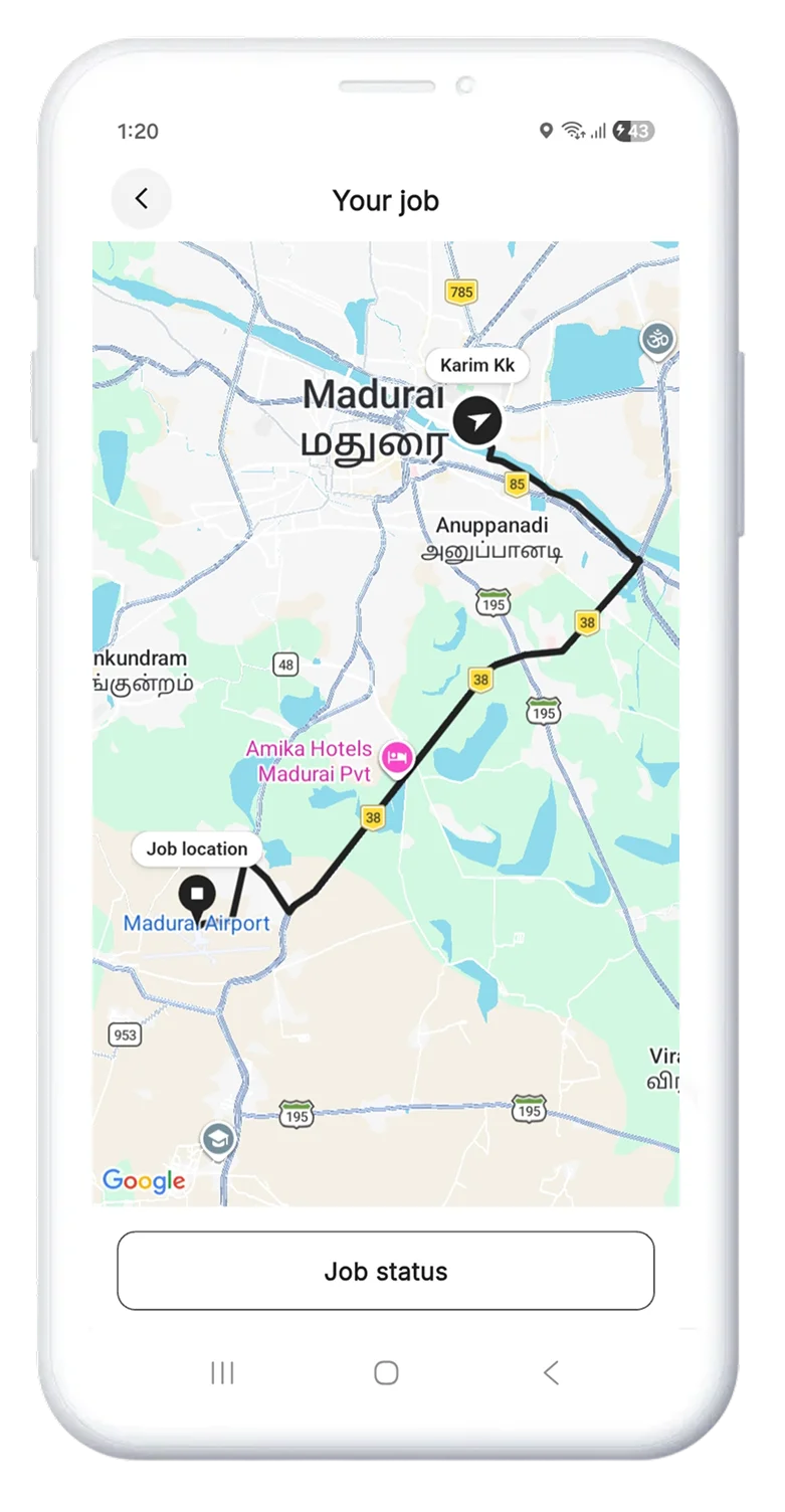 Real-time location tracking of respective service providers